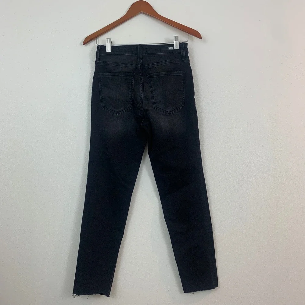 Kut from‎ the Kloth Rachael Fab Ab Mom Jeans Black Distressed Button Fly Size 2
